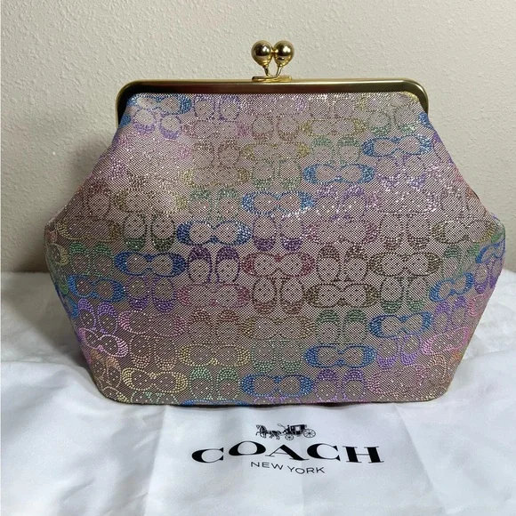 Coach Rainbow Crystal Kisslock Large Frame Bag #B22 - Picture 4 of 10